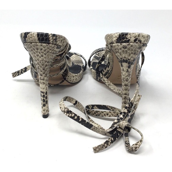 Schutz Cloe Women's Size 5.5 B Natural Snake-Printed Leather Sandals Shoes - Picture 6 of 7